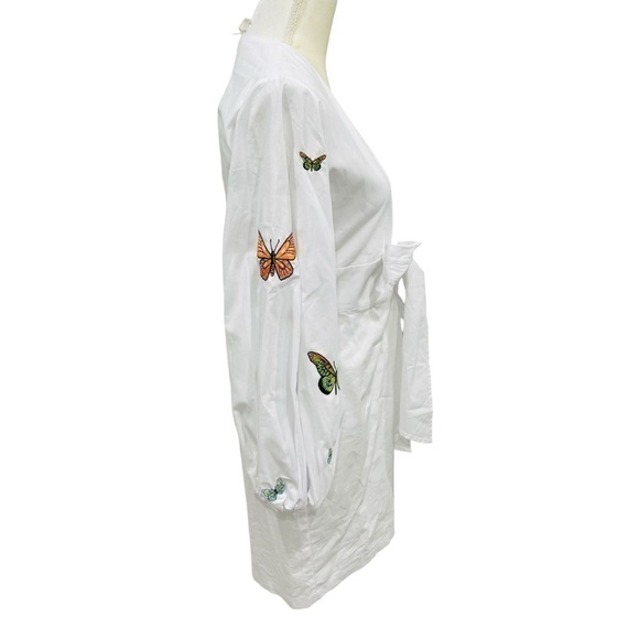 Fanm Mon Larson Butterfly Embroidered Long Sleeve V Neckline Mini Dress NEW $359 - Picture 7 of 14